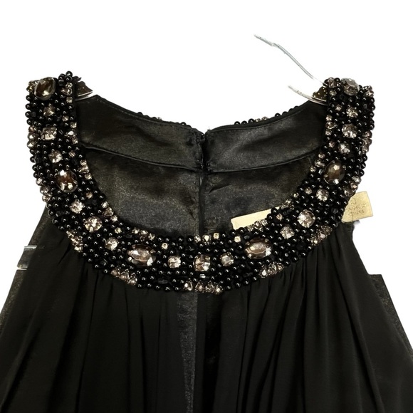 Eliza J Jeweled Collar Halter Tiered Maxi Dress Formal Gown Women 0-2 Black NWT - Picture 4 of 11